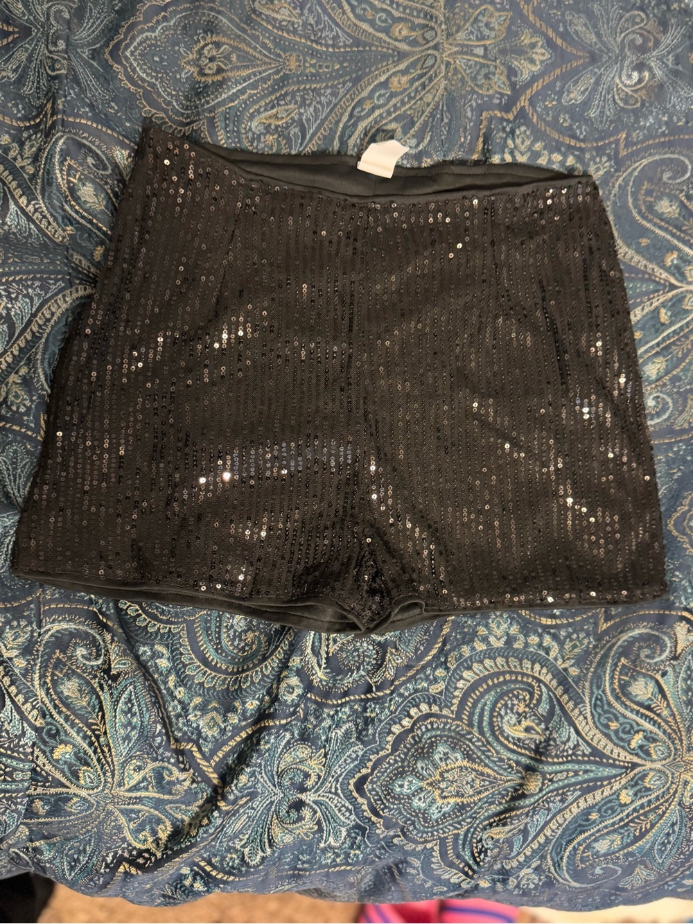 Black Sequin Stretch Party Shorts